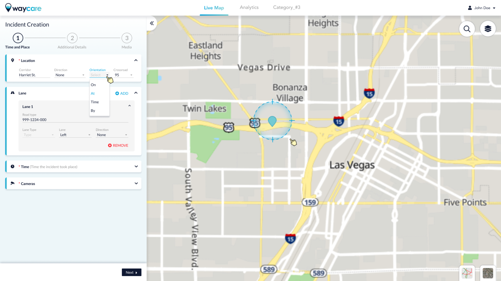 Waycare -incident creation Wizard