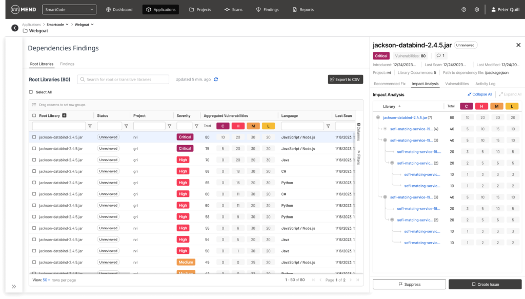 פרויקט Mend Integrations